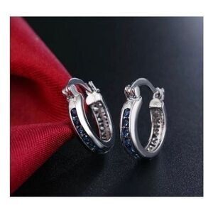 The Prize Earring in Blue Hoop, huggie in 925 & sapphire